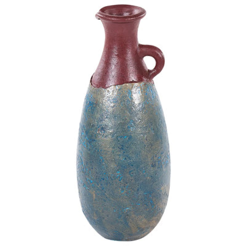 Image of Beliani Decorative Vase Velia Ceramic 50 Cm Blue