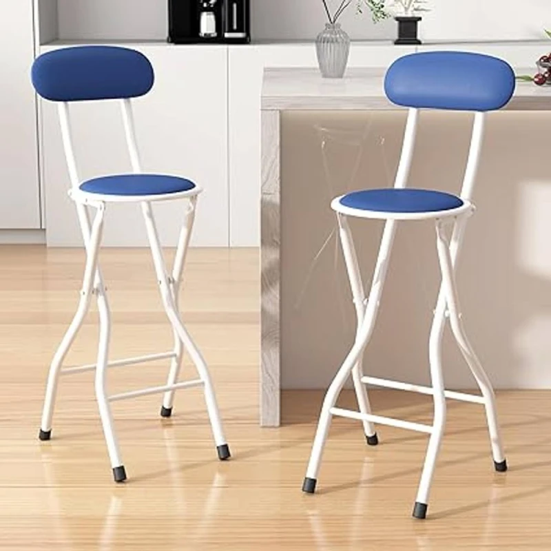 Image of MCC Direct Folding Breakfast Bar Stool padded High Chair Set of 2 White in Blue Blue Unisex