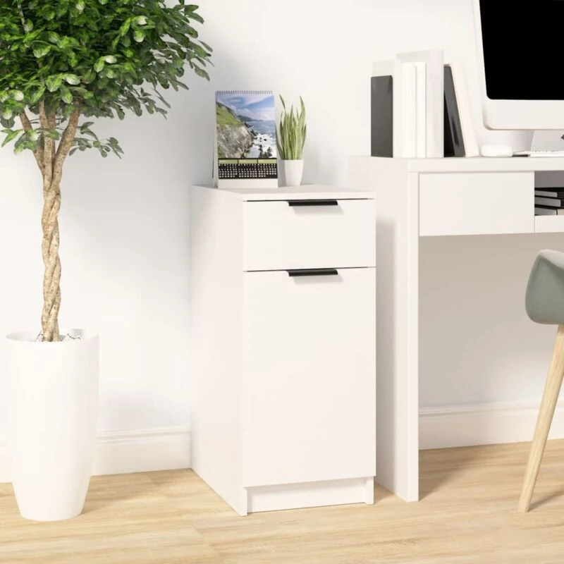 Image of Vidaxl Desk Cabinet White 33.5X50X75cm Engineered Wood, White 811502