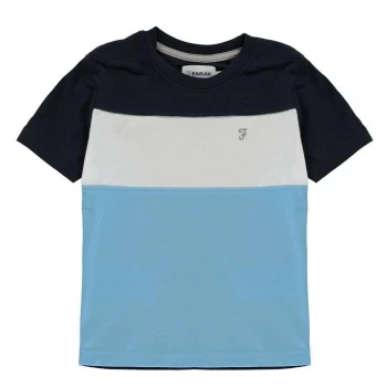 Image of Farah Colour Block T-Shirt - Navy Blazer