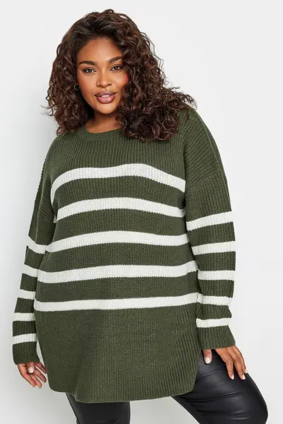 Image of Yours Printed Knitted Jumper Green
