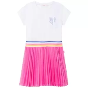 Image of Billieblush Girls Colour Block Stripe Waist Dress In White - Size 4 Years
