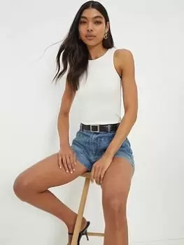 Image of Dorothy Perkins Rib Racer Vest - White, Size S, Women