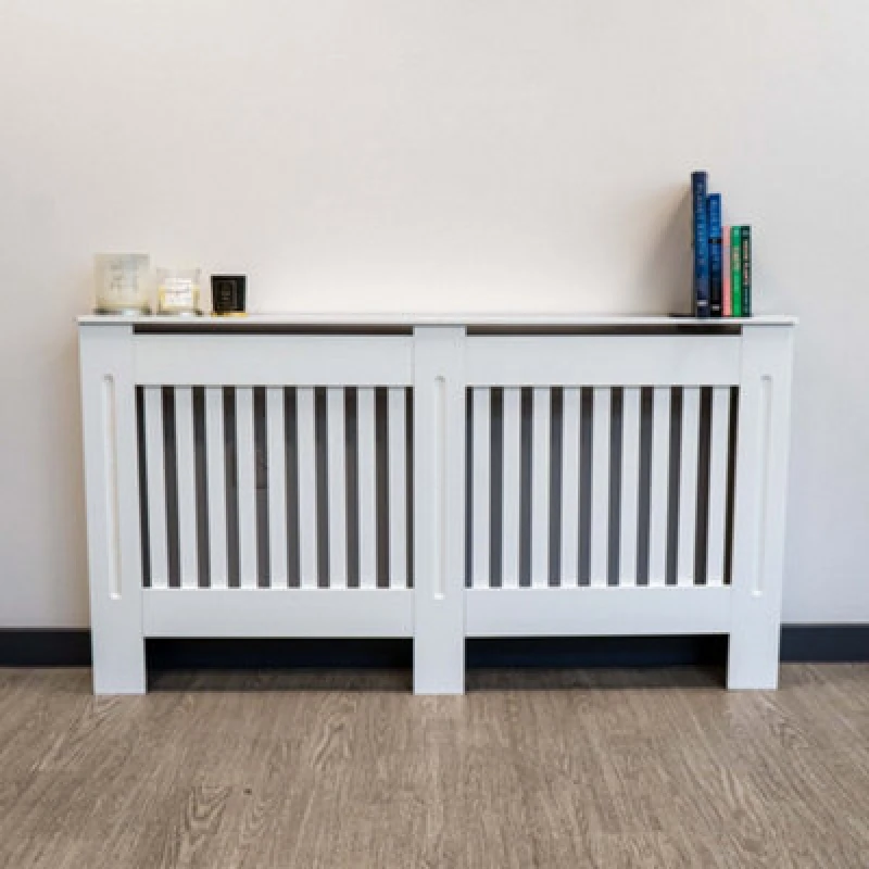 Image of Jack Stonehouse Vertical Slat White Mdf Wooden Radiator Cover - Large - 152Cm (W) X 81.5Cm (H) X 19Cm (D)