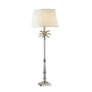 Image of Table Lamp Polished Nickel & Vintage White Silk 60W E27 Bedside Light
