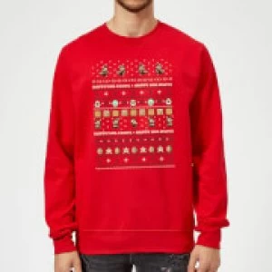 Image of Nintendo Super Mario Happy Holidays The Good Guys Red Christmas Sweatshirt - M - Red