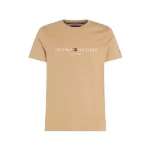 Image of Tommy Hilfiger Logo Crew Neck T Shirt - Beige