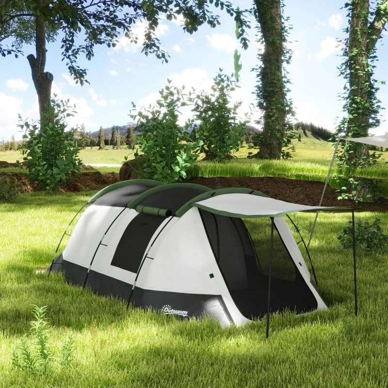 Image of Outsunny Tunnel Tent with Bedroom - Green A20-417V00GN