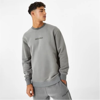Image of Jack Wills Jacquard Crew Sweatshirt - Washed Khaki