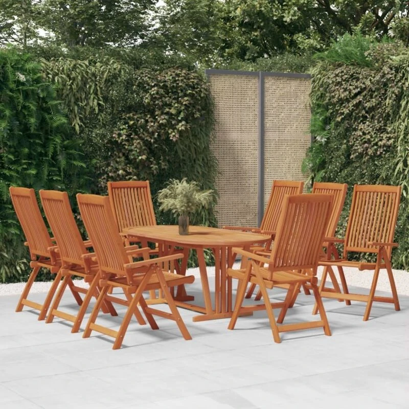 Image of vidaXL Folding Garden Chairs 8 pcs Solid Wood Eucalyptus, Brown 3087346
