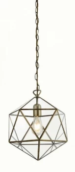 Image of 1 Light Cage Prism Pendant Antique Brass, E27