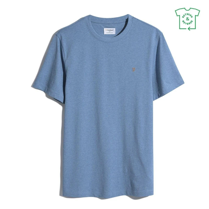 Image of Farah Mens Regular Fit T-Shirt Blue Tide 401 male Small