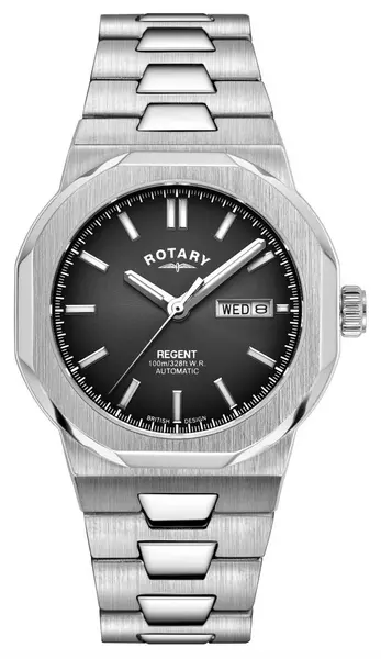 Image of Rotary GB05490/04 Regent Black Dial Stainless Steel Watch