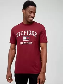 Image of Tommy Hilfiger Modern Varsity T-Shirt - Dark Red , Dark Red, Size L, Men