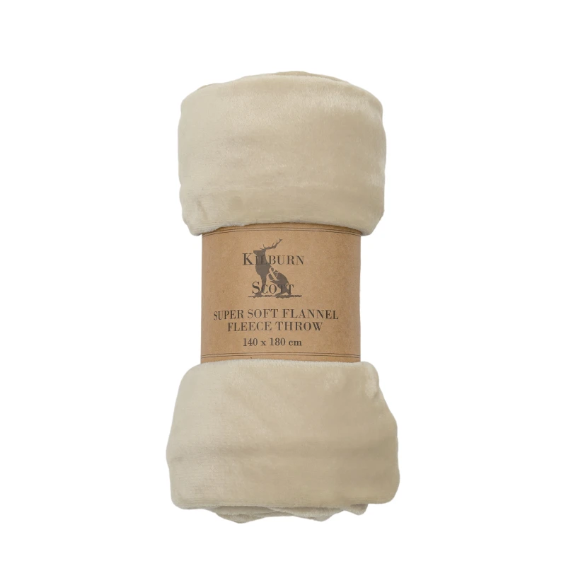 Image of Crossland Grove Udine Flannel Fleece Oatmeal 1400X1800Mm, Brown 5.05941E+12