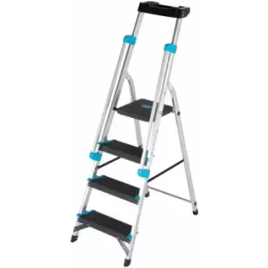 Image of Loops - 0.8m xl Platform Step Ladders 4 Tread Anti Slip Steps & Tool Tray Aluminium