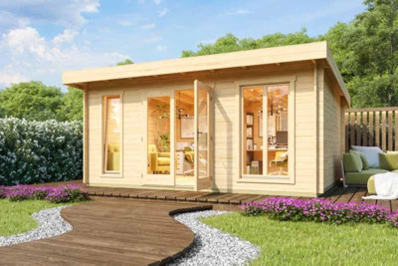 Image of Lasita Maja Dorset 3-Log Cabin, Wooden Garden Room, Timber Summerhouse, Home Office - L540 X W460 X H239.4 Cm
