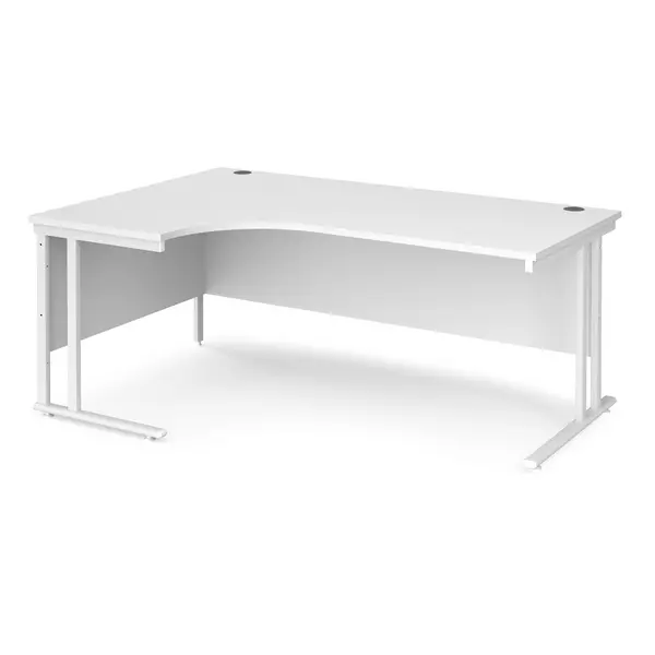 Image of Maestro 25 Left Hand Ergonomic Desk with White Cantilever Frame and White Top - 1800mm Wide