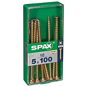 Image of Spax PZ Countersunk Zinc Yellow Screws - 5 x 100mm Pack of 10