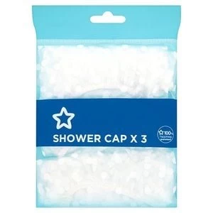 Image of Superdrug Bathroom Accessories Shower Cap x3