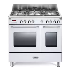 Image of DeLonghi DVTR906DFWH 90cm Vintage Twin Cavity Dual Fuel Range Cooker W