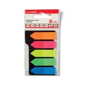Image of 5 Star Office Index Arrow 5 Bright Colours 12.5x50mm 5 Packs of 125 Flags 5 Packs