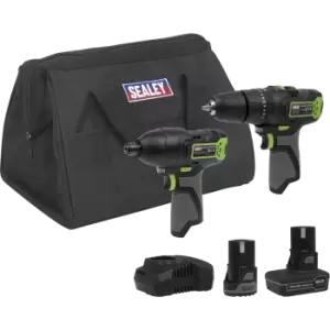 Image of Sealey 10.8v Cordless Combi Drill and Impact Driver Kit 1 x 2ah & 1 x 4ah Li-ion Charger Bag