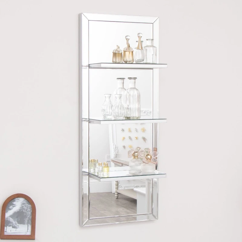 Image of Melody Maison Mirrored Wall Mounted Shelving Unit Clear