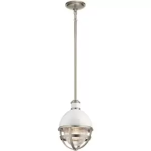 Image of Quintiesse Kichler Tollis Globe Pendant Ceiling Light Brushed Nickel & White