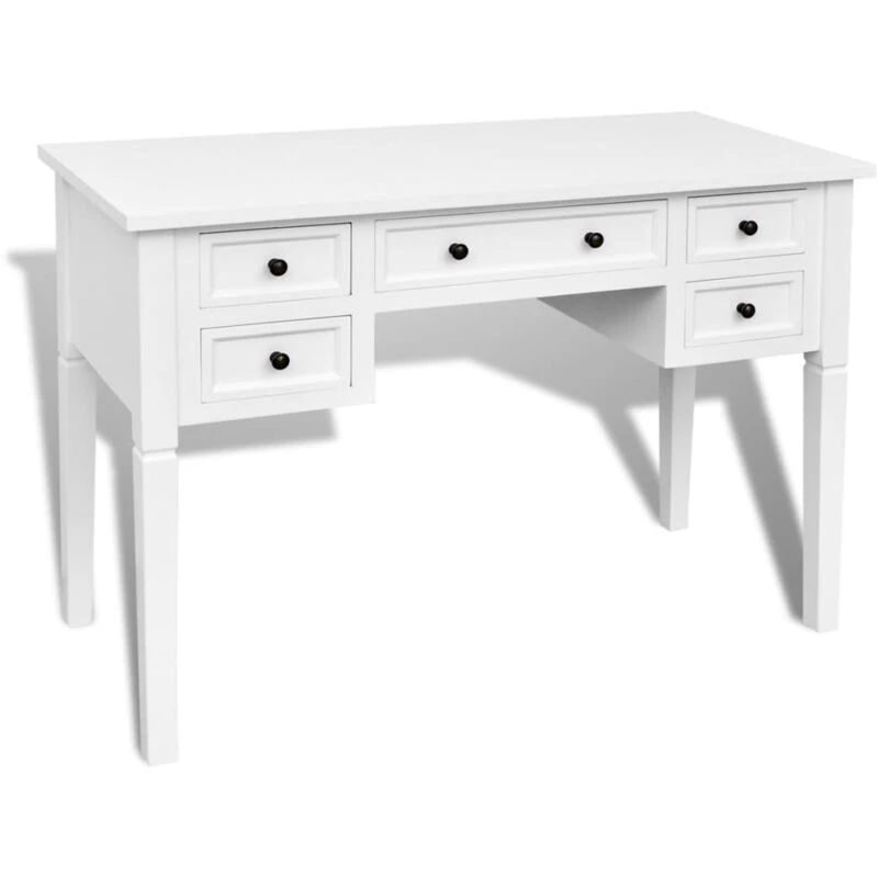 Image of VIDAXL White Writing Desk with 5 Drawers Vidaxl 8718475909293