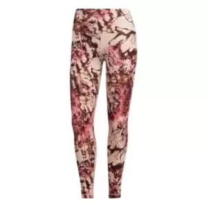 Image of adidas Yoga Essentials Print 7/8 Tights Womens - Bliss Orange / Golden Beige