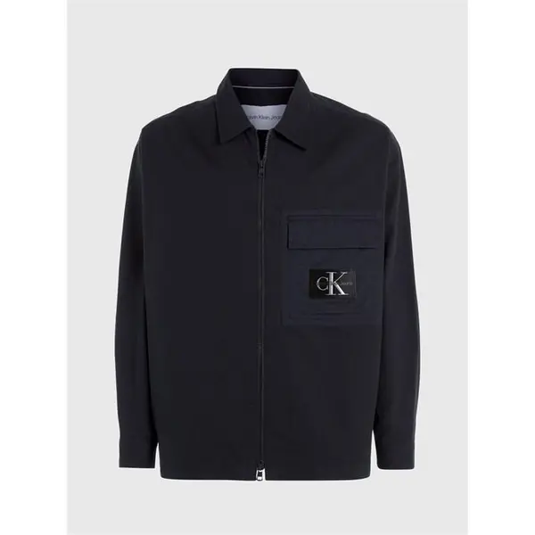 Image of Calvin Klein Jeans Mix Media Zip Through Overshirt - Black M