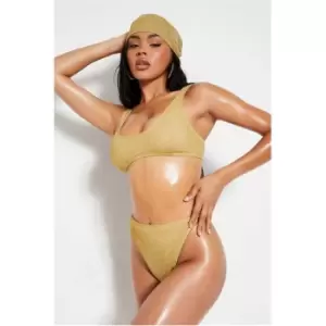 Image of I Saw It First Gold Glitter High Rise Bikini Set - Metallics