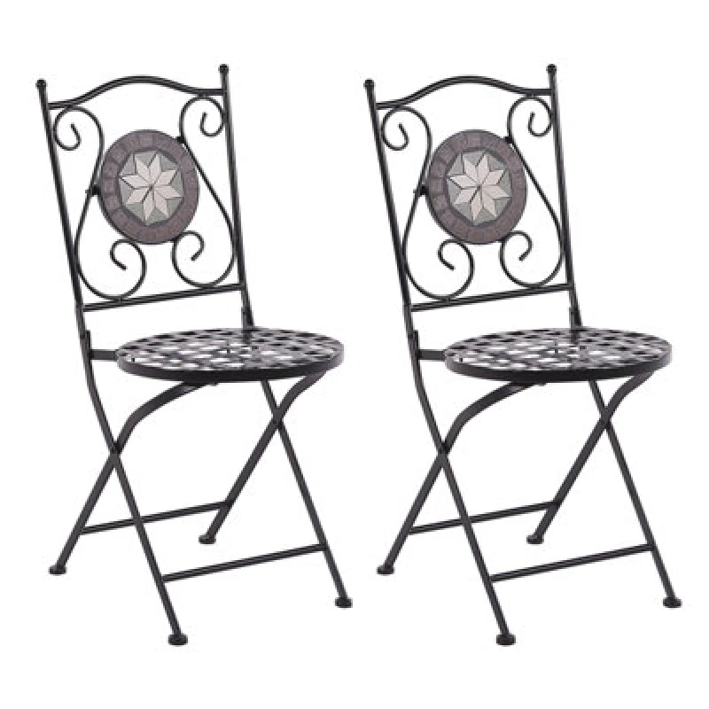 Image of Beliani Set Of 2 Garden Chairs Cariati Metal Black