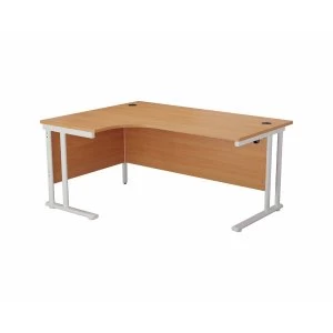 Image of TC Office Start White Cantilever Frame Left Hand Crescent Desk 1800x1200mm, Beech