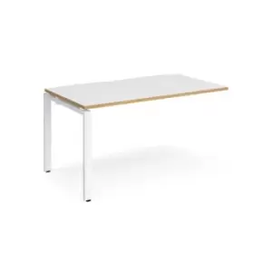 Image of Bench Desk Add On Rectangular Desk 1400mm White/Oak Tops With White Frames 800mm Depth Adapt