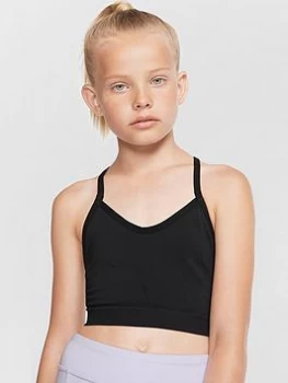Image of Nike Dry Older Girls Seamless Sports Bra - Black, Size L, 12-13 Years, Women