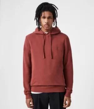 Image of AllSaints Mens Raven Pullover Hoodie, Clay RED, Size: XL