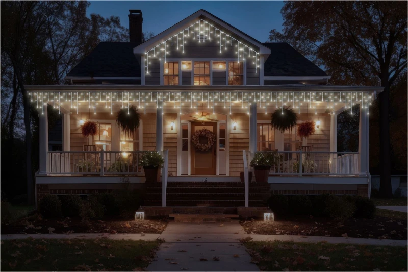 Image of EAGLE-CON 2m Easy-Connect Cool White 60 Icicle Lights White Rubber With 60/40/20cm Drop with 10% Twinkle ELV-059443