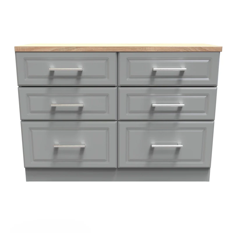 Image of Ready Assembled 2 U Norfolk 6 Drawer Wide Chest (Ready Assembled) Dark Grey