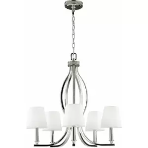 Image of 5 Bulb Chandelier LIght Highly Polished Nickel LED E14 60W