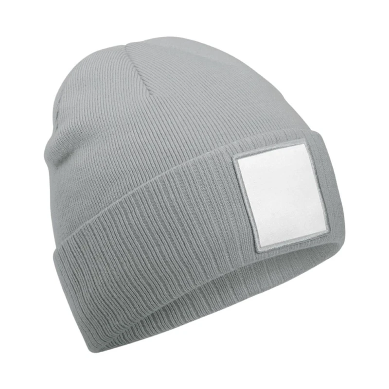 Image of Beechfield Beechfield Men Applique Patch Beanie in Pale Grey Pale Grey One Size Male 5063693968052