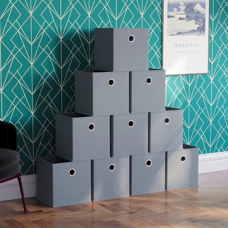 Image of Lassic Vida Designs Durham Cube Storage Basket Set of 10 Grey unisex Set of 10