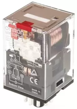 Image of Omron, 24V ac Coil Non-Latching Relay 3PDT, 10A Switching Current PCB Mount, 3 Pole, MKS3PI-5 AC24