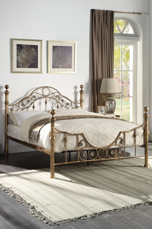 Image of SlumberWorx Letchworth Vintage Victorian Style Antique Metal Bed Frame Bronze