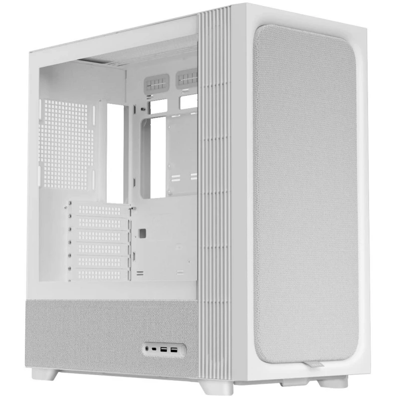 Image of TRYX FLOVA F50 Mid Tower PC Case - White, Crossflow Cooling Fan, Tempered Glass