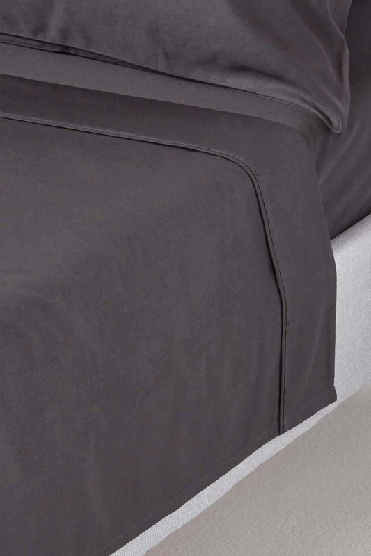 Image of Homescapes Dark Charcoal Grey Egyptian Cotton Flat Sheet 1000 Thread Count, Double