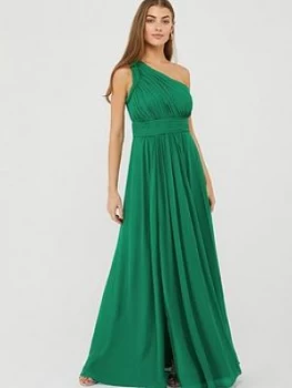 Image of Monsoon Dani One Shoulder Maxi Dress - Green, Size 10, Women