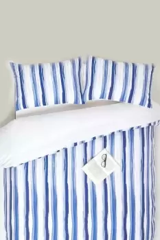 Image of Blue Stripe Digitally Printed Cotton Duvet Cover Set