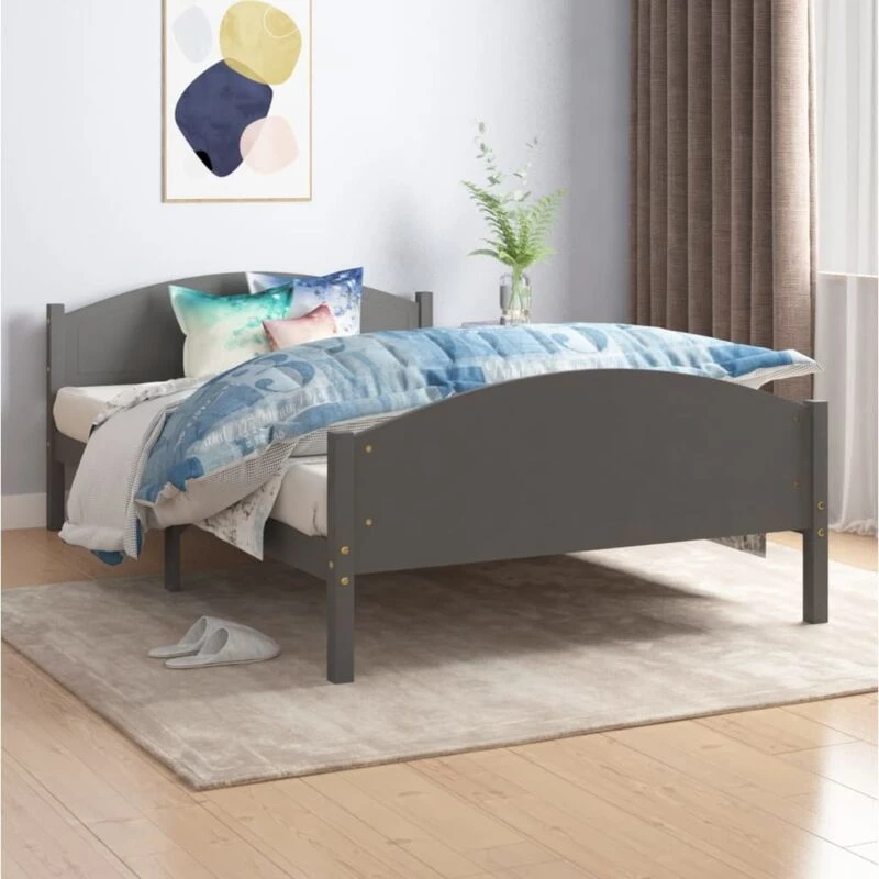Image of VIDAXL Bed Frame without Mattress Dark Grey Solid Pine Wood 120x200cm Vidaxl 8720286578995